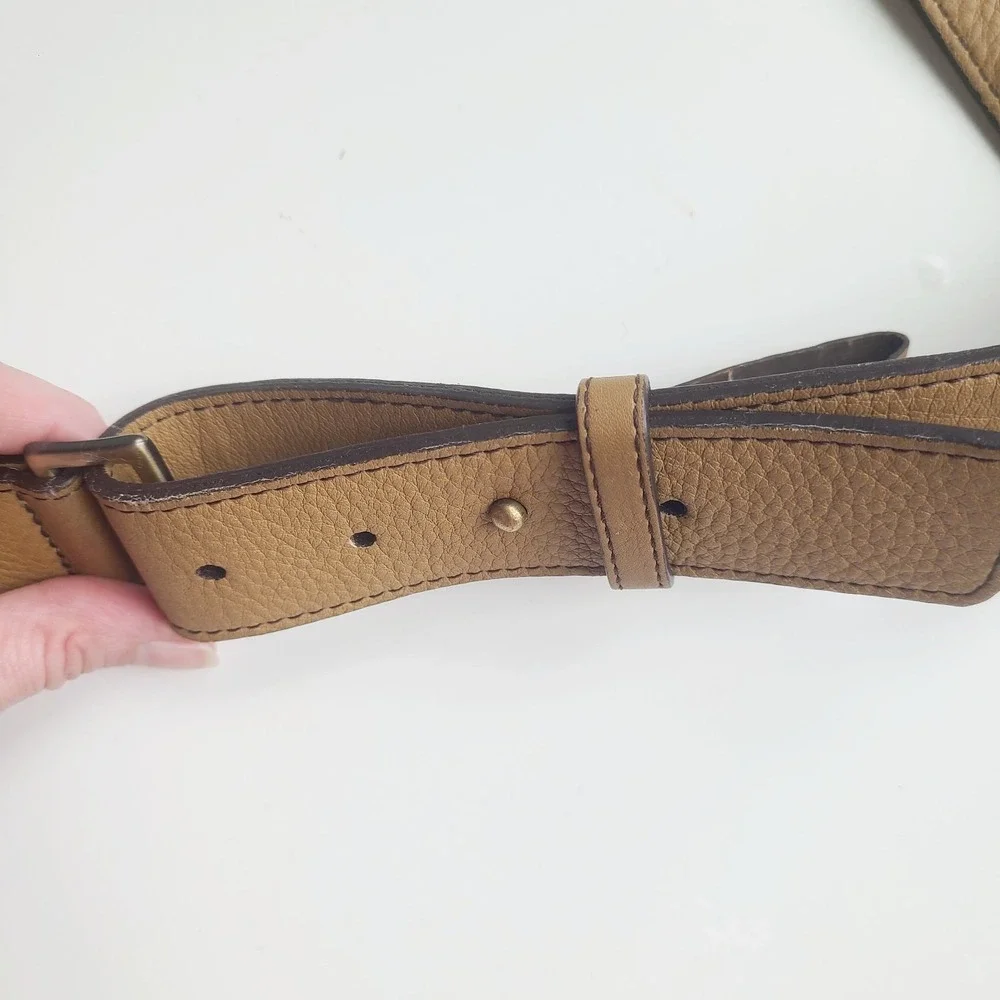 Cole Haan Brass‎ Metal Accent Brown Leather Belt Studded Red Label Medium 42
